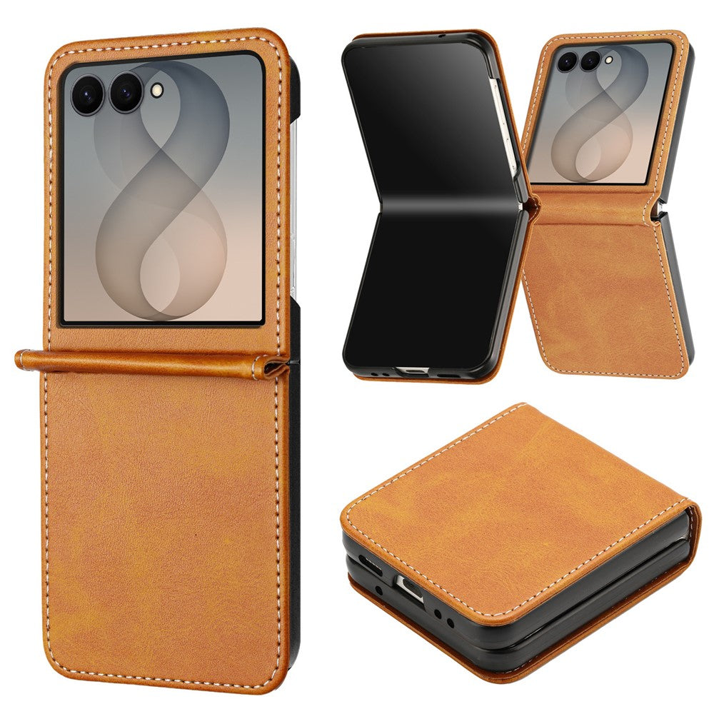 For Samsung Galaxy Z Flip8 Case Calf Texture PU Leather Phone Cover