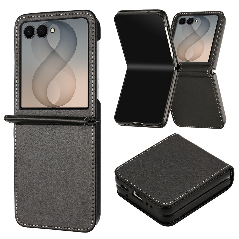For Samsung Galaxy Z Flip8 Case Calf Texture PU Leather Phone Cover