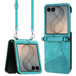 For Samsung Galaxy Z Flip8 Case Imprinted Triangle Leather Phone Cover with Shoulder Strap