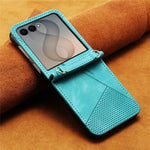For Samsung Galaxy Z Flip8 Case Imprinted Triangle Leather Phone Cover with Shoulder Strap