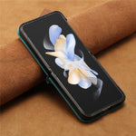 For Samsung Galaxy Z Flip8 Case Imprinted Triangle Leather Phone Cover with Shoulder Strap