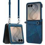 For Samsung Galaxy Z Flip8 Case Imprinted Triangle Leather Phone Cover with Shoulder Strap