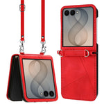 For Samsung Galaxy Z Flip8 Case Imprinted Triangle Leather Phone Cover with Shoulder Strap