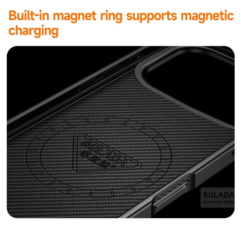 SULADA for iPhone 18 Pro Max / 17 Pro Max Magnetic Case Metal Lens Frame PU+TPU Phone Cover
