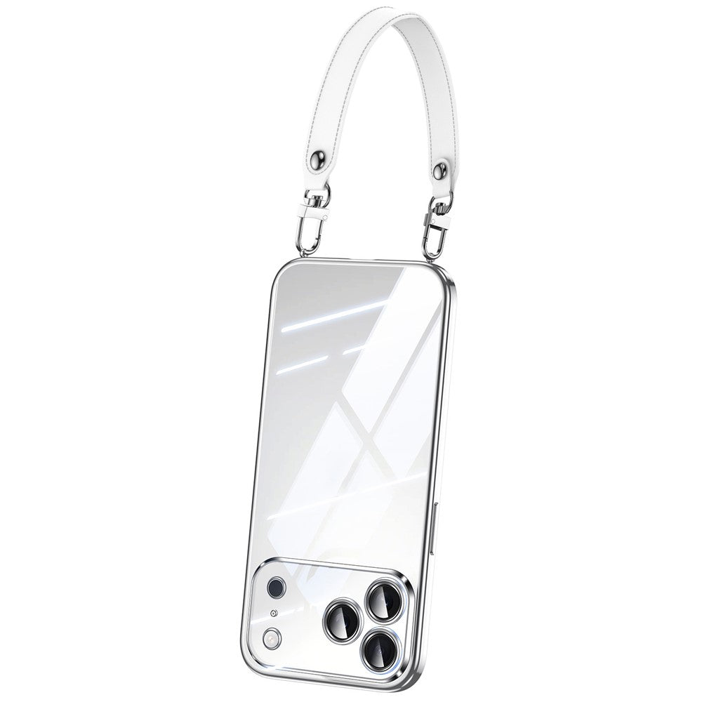 SULADA for iPhone 18 Pro / 17 Pro Case Electroplating Ultra Clear Soft TPU Phone Cover with PU Wrist Strap