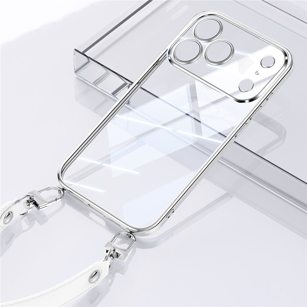 SULADA for iPhone 18 Pro / 17 Pro Case Electroplating Ultra Clear Soft TPU Phone Cover with PU Wrist Strap