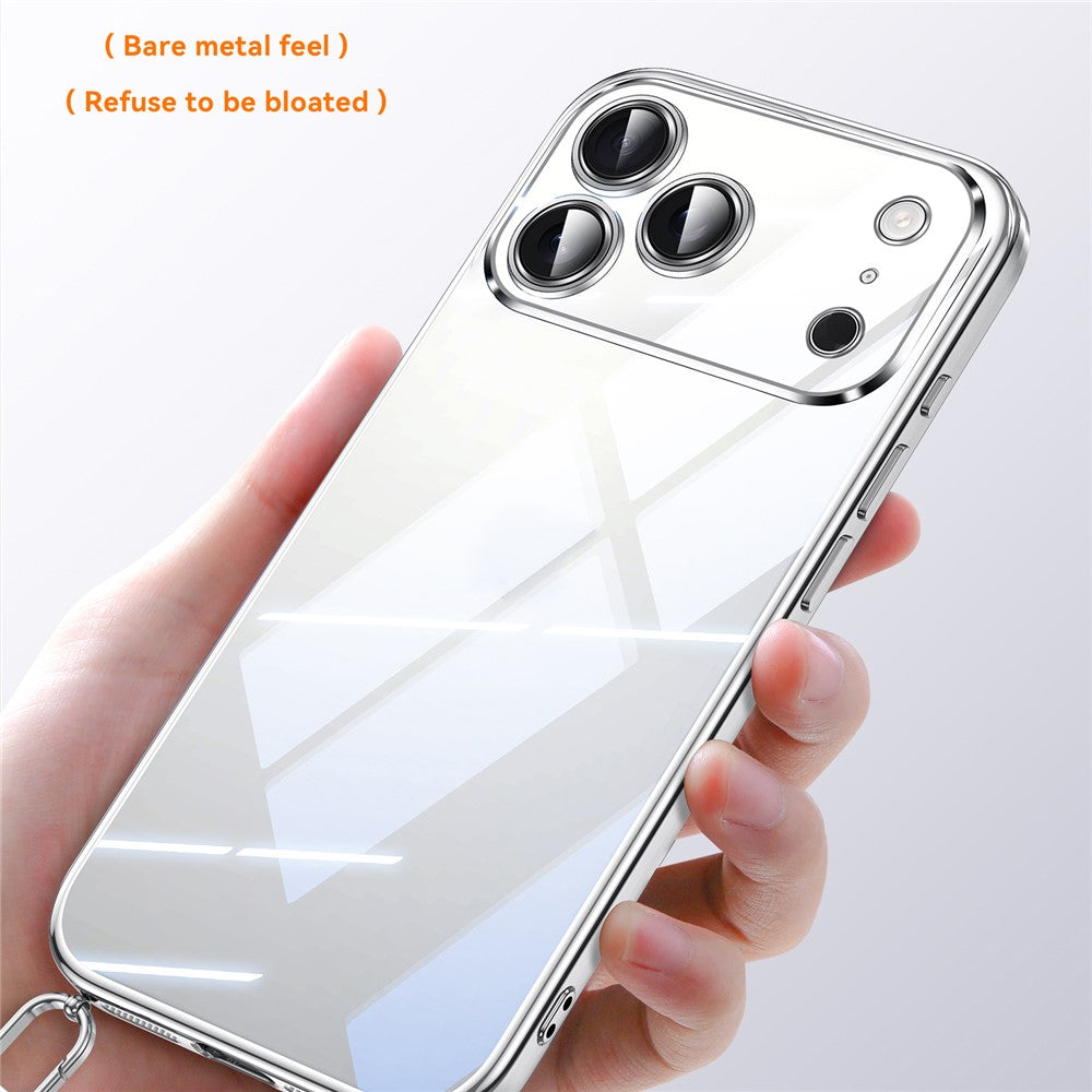 SULADA for iPhone 18 Pro / 17 Pro Case Electroplating Ultra Clear Soft TPU Phone Cover with PU Wrist Strap