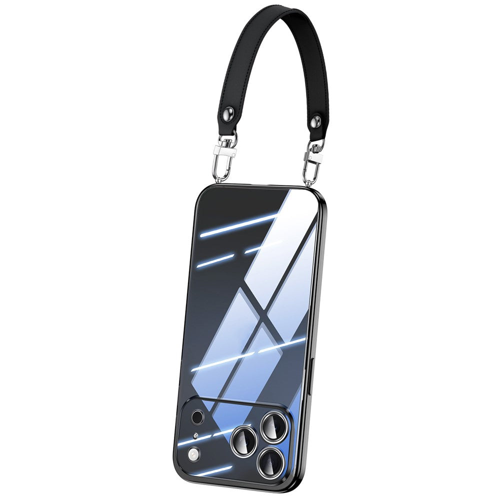 SULADA for iPhone 18 Pro / 17 Pro Case Electroplating Ultra Clear Soft TPU Phone Cover with PU Wrist Strap
