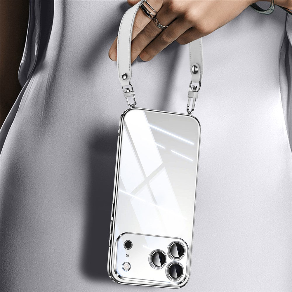 SULADA for iPhone 18 Pro Max / 17 Pro Max Case Electroplating Ultra Clear Soft TPU Phone Cover with PU Wrist Strap