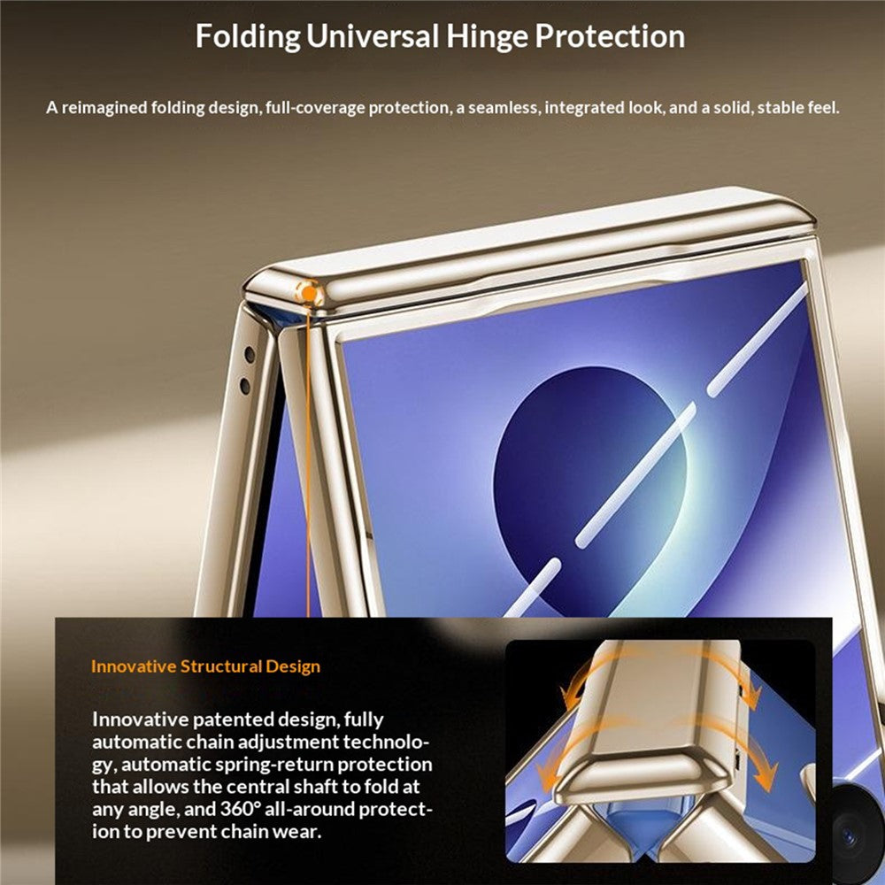 For Samsung Galaxy Z Flip8 Case with HD Clear Screen Film, Magnetic Rotating Kickstand Electroplating PC Phone Cover