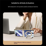 For Samsung Galaxy Z Flip8 Case with HD Clear Screen Film, Magnetic Rotating Kickstand Electroplating PC Phone Cover