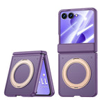 For Samsung Galaxy Z Flip8 Case with HD Clear Tempered Glass Film Magnetic Rotating Kickstand Skin-touch PC Phone Cover