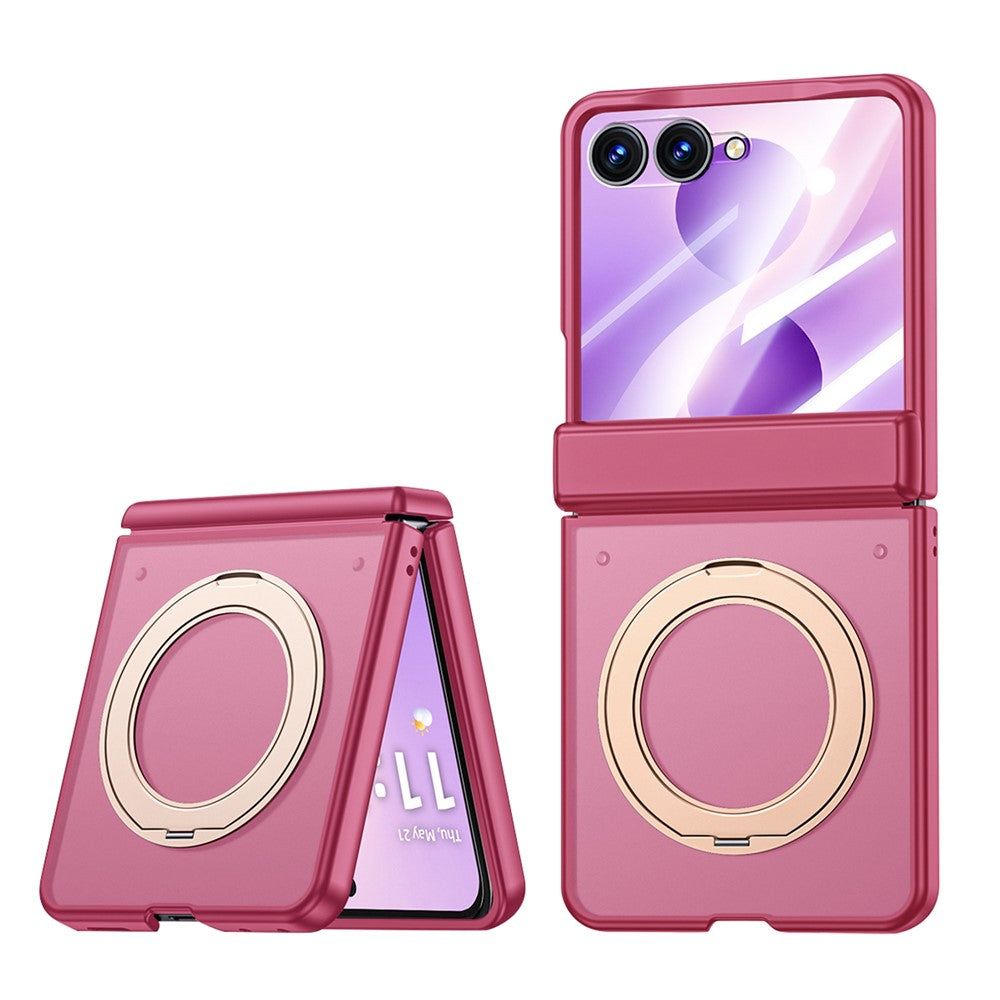 For Samsung Galaxy Z Flip8 Case with HD Clear Tempered Glass Film Magnetic Rotating Kickstand Skin-touch PC Phone Cover