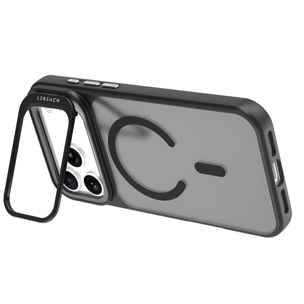 LEREACH Le-Luser Series For iPhone 18 Pro / 17 Pro Magnetic Case Metal Lens Kickstand TPU PC Phone Cover