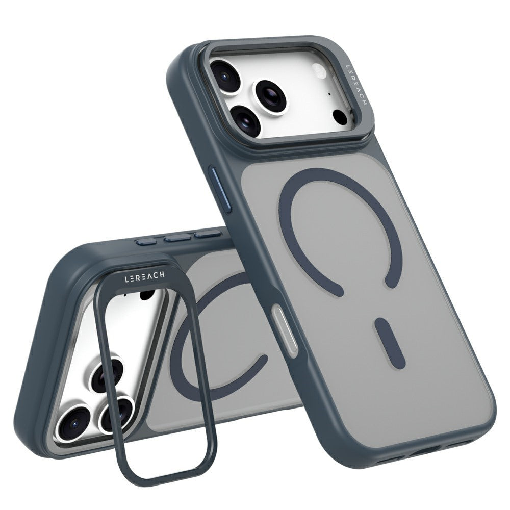 LEREACH Le-Luser Series For iPhone 18 Pro / 17 Pro Magnetic Case Metal Lens Kickstand TPU PC Phone Cover