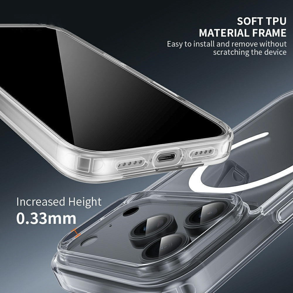 ZGA for iPhone 18 Pro Max Magnetic Case Crystal Clear PC TPU Anti-Scratch Phone Cover