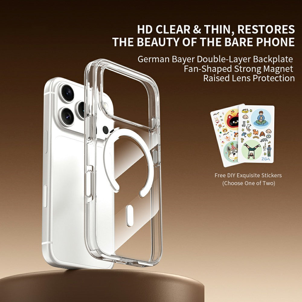 ZGA til iPhone 18 Pro Max Magnetisk Cover Klart PC TPU Stødsikkert Telefoncover Kompatibelt med MagSafe