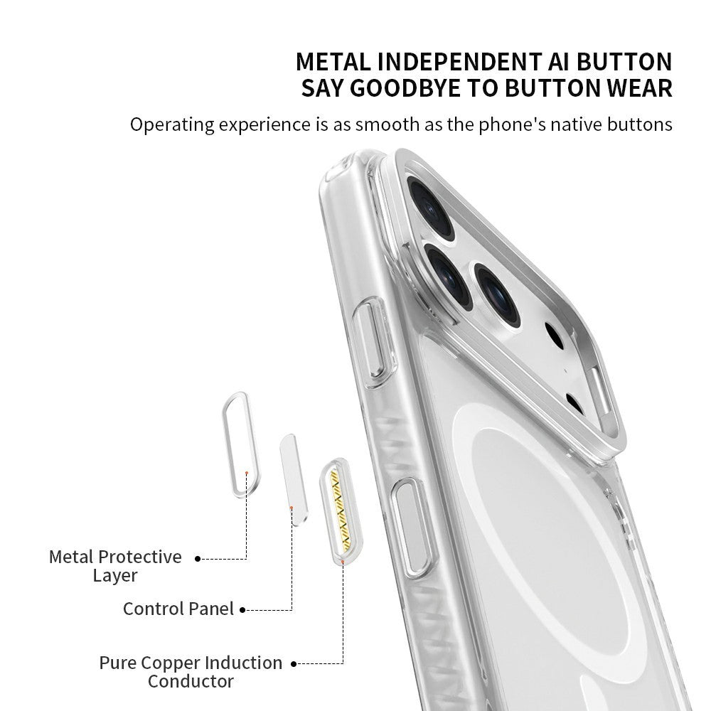 ZGA til iPhone 18 Pro Max magnetisk cover linseramme støttefod gennemsigtig PC TPU telefoncover