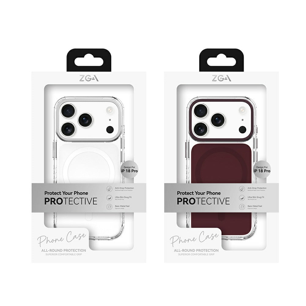 ZGA til iPhone 18 Pro Magnetisk Cover Linseramme Støtteben Gennemsigtig PC TPU Telefoncover
