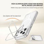 ZGA til iPhone 18 Pro Magnetisk Cover Linseramme Støtteben Gennemsigtig PC TPU Telefoncover