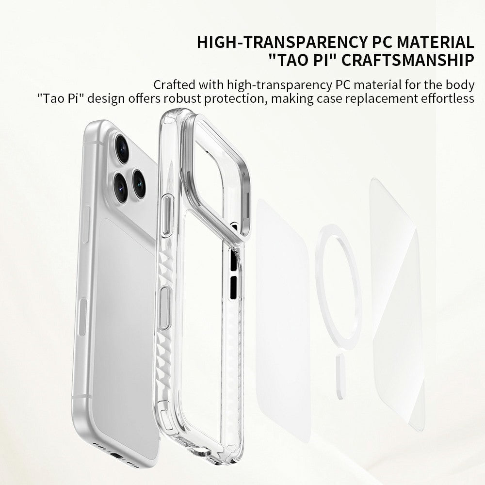 ZGA til iPhone 18 Pro Magnetisk Cover Linseramme Støtteben Gennemsigtig PC TPU Telefoncover