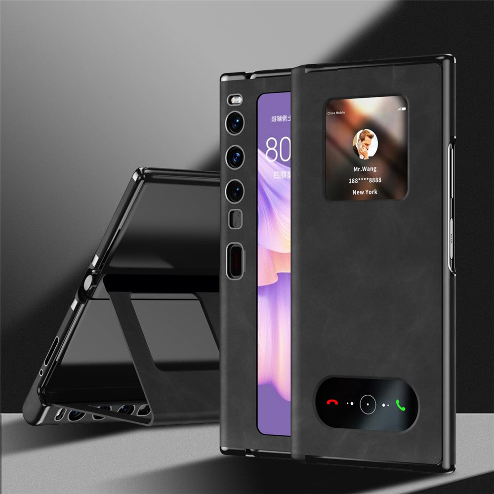 For Huawei Mate Xs 2 Nappa Texture PU Leather Phone Case View Window Stand Full Protection Folding Cover