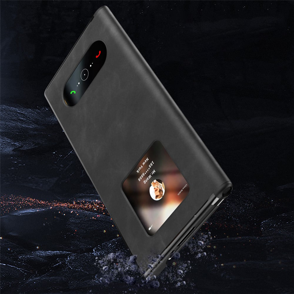 For Huawei Mate Xs 2 Nappa Texture PU Leather Phone Case View Window Stand Full Protection Folding Cover