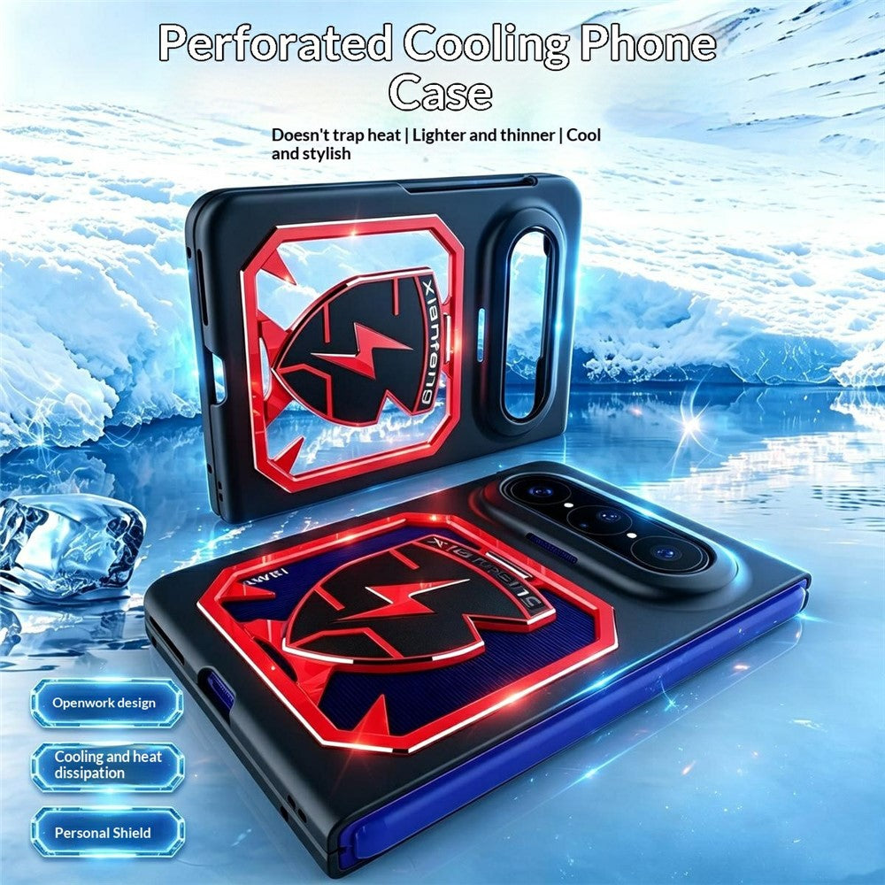 For Huawei Pura X Max Case Aluminum Alloy + PC Foldable Phone Cover with Openwork Cooling Kickstand