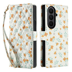Til Samsung Galaxy Z Fold8 Ultra Pung Etui med Rhombisk Blomsterdesign, Læder Flip Telefoncover med Rem