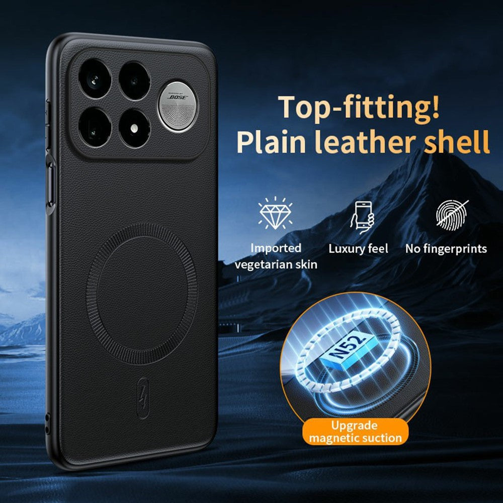 For Xiaomi Redmi K100 Pro 5G Magnetic Case Leather Coated TPU + PC Phone Cover