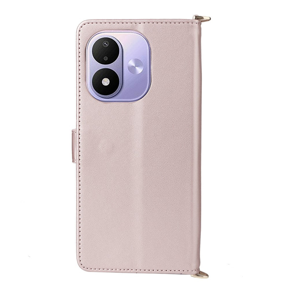 For Xiaomi Redmi Note 17 4G (Global) / Note 17 5G (Global) / Note 17 (India / China) 5G    Leather Case Stand Wallet Phone Cover with Shoulder / Wrist Strap