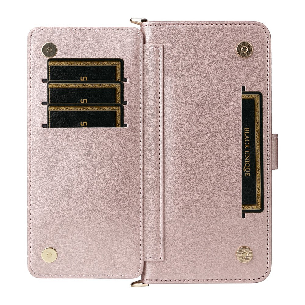For Xiaomi Redmi Note 17 4G (Global) / Note 17 5G (Global) / Note 17 (India / China) 5G    Leather Case Stand Wallet Phone Cover with Shoulder / Wrist Strap