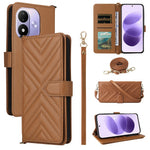For Xiaomi Redmi Note 17 4G (Global) / Note 17 5G (Global) / Note 17 (India / China) 5G    Leather Case Stand Wallet Phone Cover with Shoulder / Wrist Strap