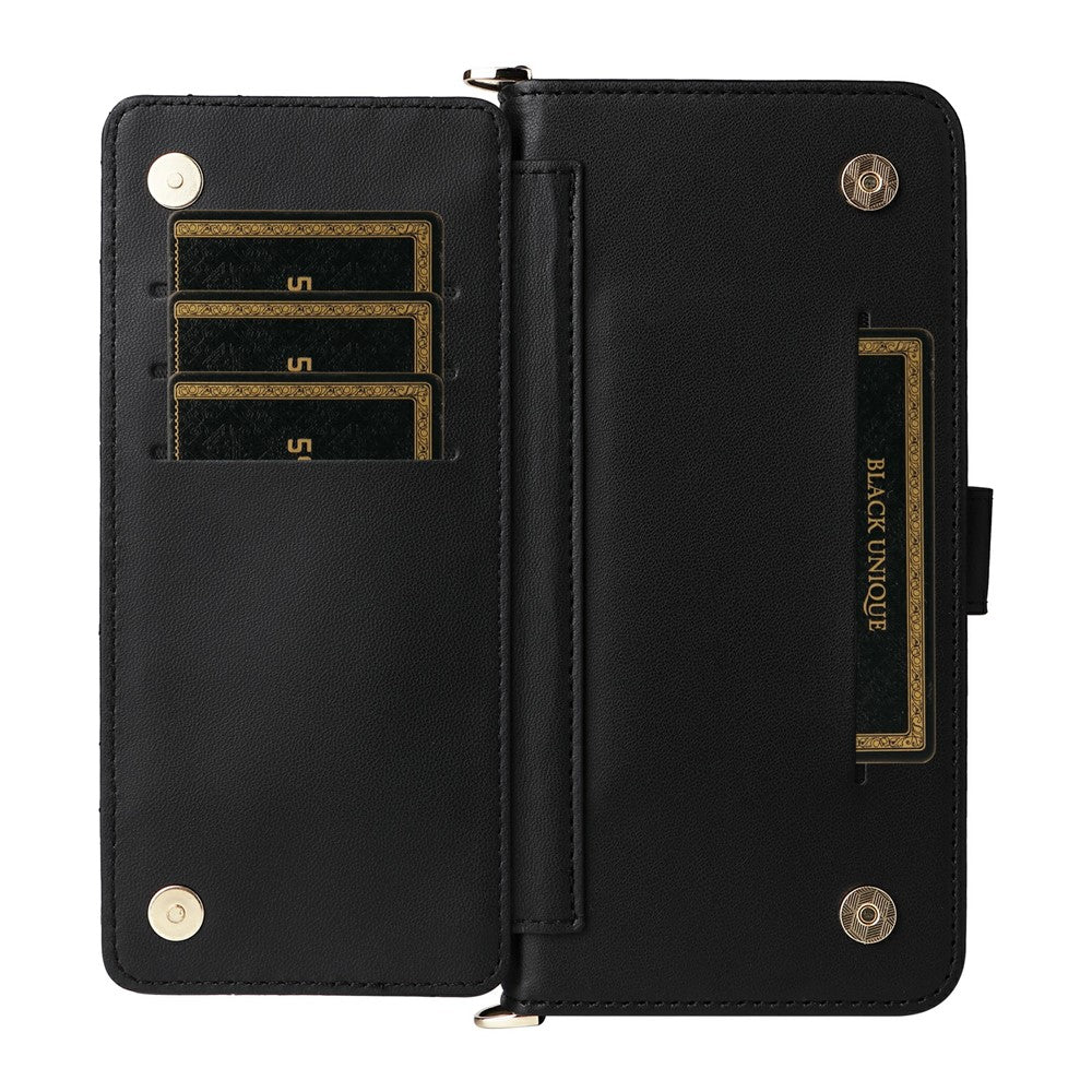 For Xiaomi Redmi 17 4G / 5G Leather Case Stand Wallet Phone Cover with Shoulder / Wrist Strap
