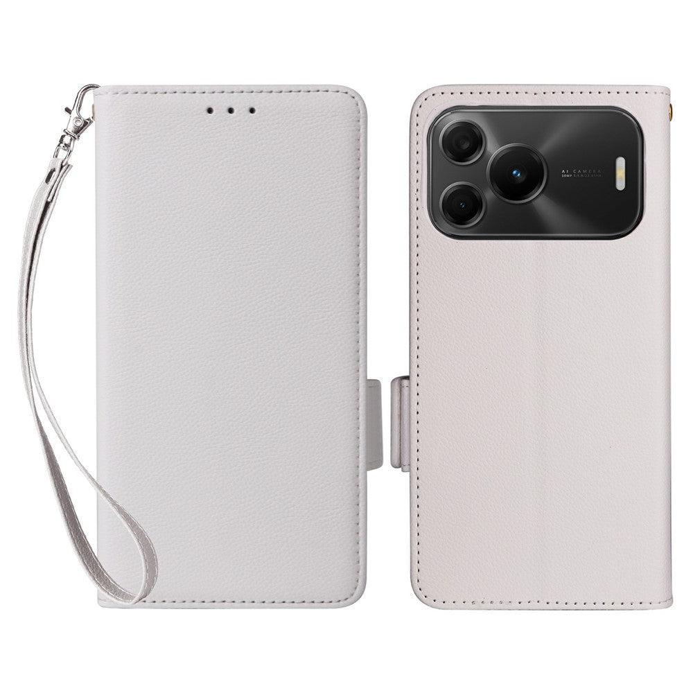 Huawei Nova 16 SE 5G-skal, Litchi Texture, plånboksläder, mobilskal med handledsrem