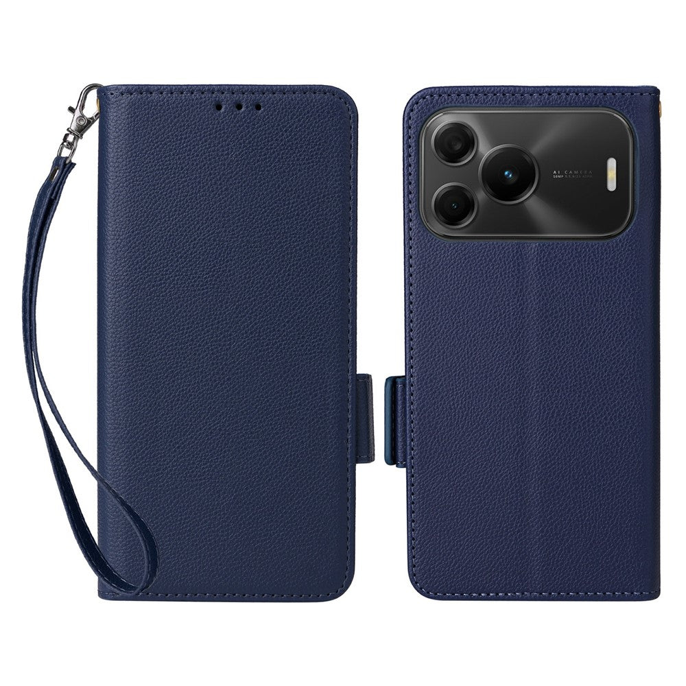 Huawei Nova 16 SE 5G-skal, Litchi Texture, plånboksläder, mobilskal med handledsrem