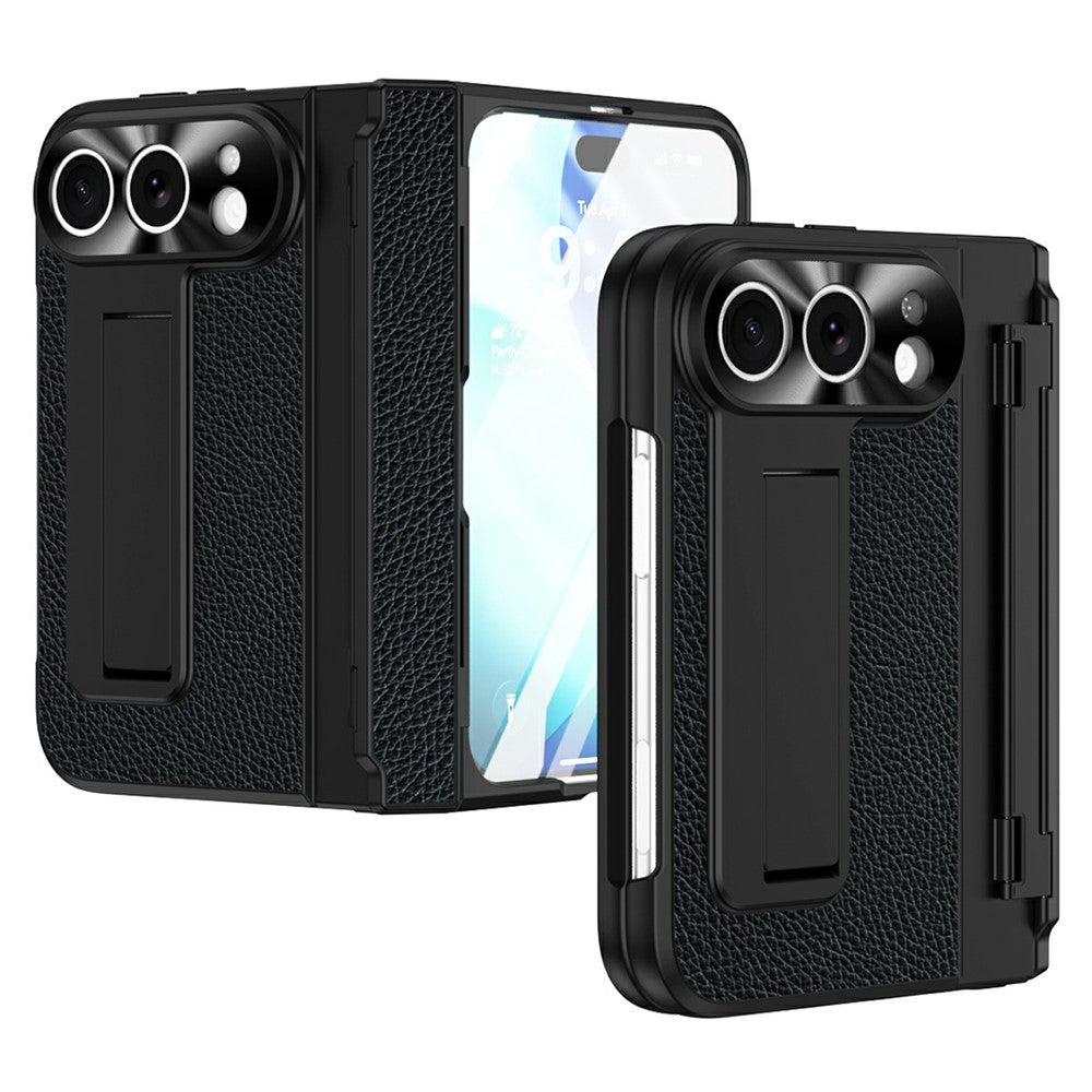 Til iPhone Fold Cover Hængselbeskyttelse Læder + PC Stødsikkert Cover med Skærmbeskytter