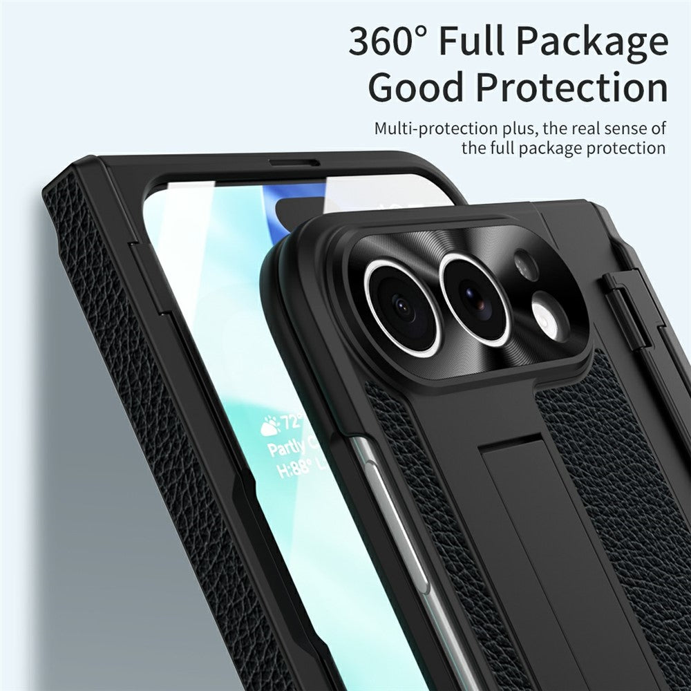 Til iPhone Fold Cover Hængselbeskyttelse Læder + PC Stødsikkert Cover med Skærmbeskytter