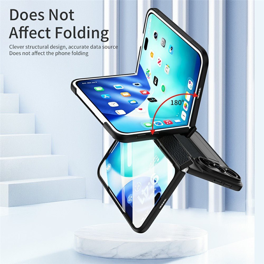 Til iPhone Fold Cover Hængselbeskyttelse Læder + PC Stødsikkert Cover med Skærmbeskytter