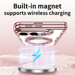 For iPhone Fold Case with Tempered Glass Screen Protector Rotatable Ring Kickstand PC Cover