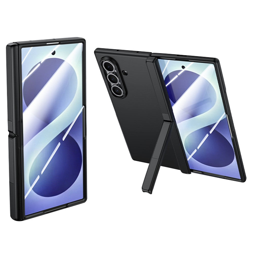 Til Samsung Galaxy Z Fold8 Ultra Cover med HD Skærmbeskytter Hængsel Støttefod Hud-Tekstureret PC Telefoncover