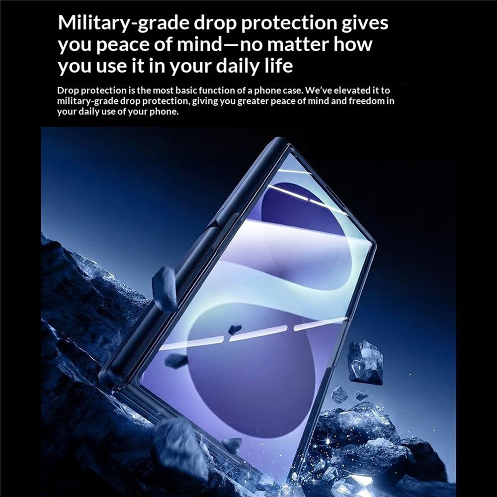Til Samsung Galaxy Z Fold8 Ultra Cover med HD Skærmbeskytter Hængsel Støttefod Hud-Tekstureret PC Telefoncover
