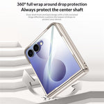 For Samsung Galaxy Z Flip8 Case with HD Screen Protector Magnetic Rotating Kickstand Tech Fabric + PC Phone Cover