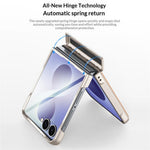 For Samsung Galaxy Z Flip8 Case with HD Screen Protector Magnetic Rotating Kickstand Tech Fabric + PC Phone Cover