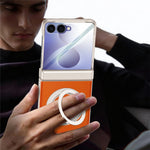 For Samsung Galaxy Z Flip8 Case with HD Screen Protector Magnetic Rotating Kickstand Tech Fabric + PC Phone Cover