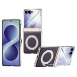 For Samsung Galaxy Z Flip8 Case with HD Screen Protector Magnetic Rotating Kickstand Tech Fabric + PC Phone Cover