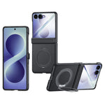 For Samsung Galaxy Z Flip8 Case with HD Screen Protector Magnetic Rotating Kickstand Tech Fabric + PC Phone Cover
