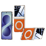 For Samsung Galaxy Z Flip8 Case with Anti-Spy Screen Protector Magnetic Rotating Kickstand Tech Fabric + PC Phone Cover