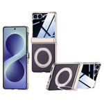 For Samsung Galaxy Z Flip8 Case with Anti-Spy Screen Protector Magnetic Rotating Kickstand Tech Fabric + PC Phone Cover