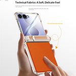 For Samsung Galaxy Z Flip8 Case Hinge Kickstand Tech Fabric Phone Back Cover with HD Clear Tempered Glass Film